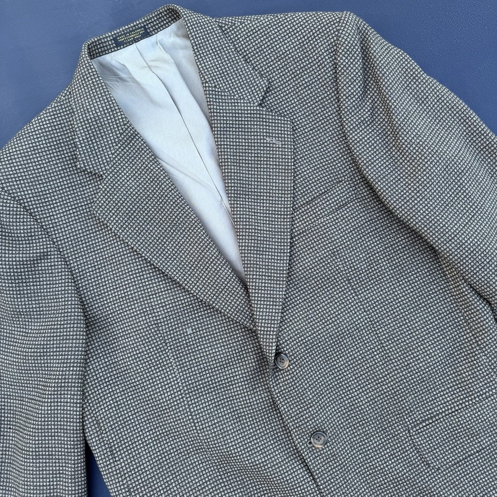Oscar De La Renta Suit Sport Coat 42 L Brown Houndstooth 3 Button